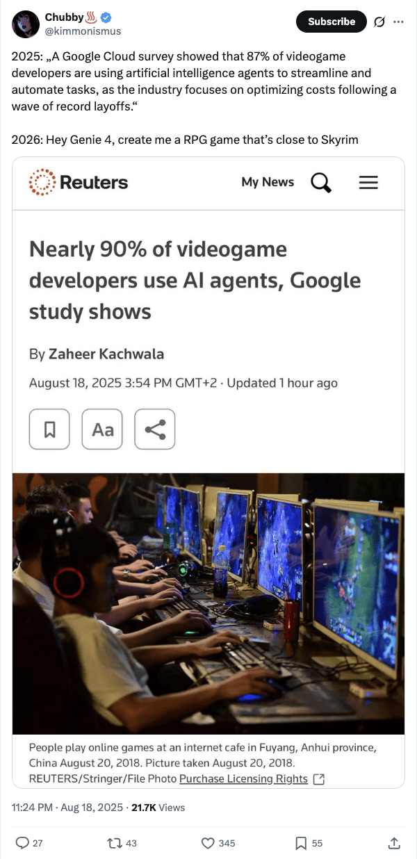 AI世界模型重塑游戏与现实应用