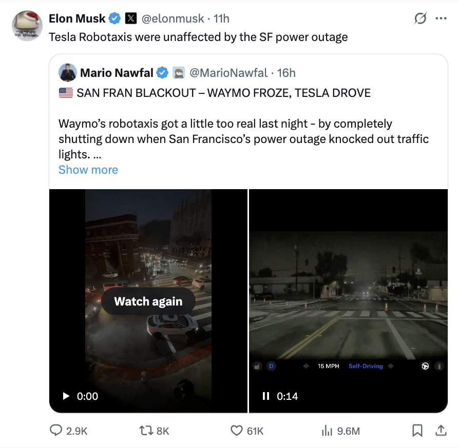 Waymo自动驾驶瘫痪，特斯拉技术胜出